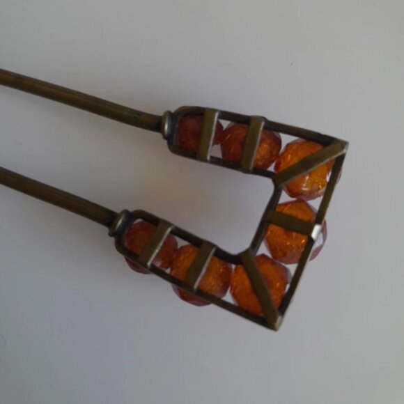Antique Vintage Hair Pin Stick Barrette Metal Retro Boho Bohemian hippie hippy
